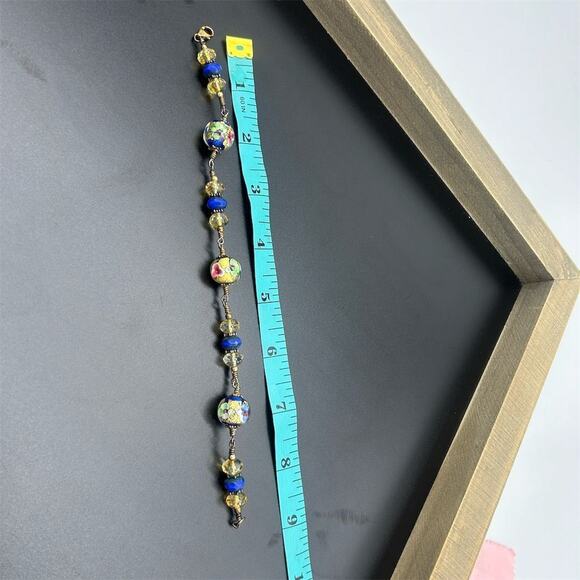 Glass of Venice Multicolor Glass Beaded Handcrafted Bracelet Vermeil 925 Clasp - Picture 12 of 12